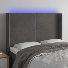 Dunkelgraues Samtkopfteil mit LED 147x16x118/128 cm von vidaXL, Kopf- und Fußteile - Ref: Foro24-3123817, Preis: 122,95 €, Ra...