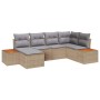 Conjunto de sofá de jardín con cojín 6 pcs Beige Poliratán