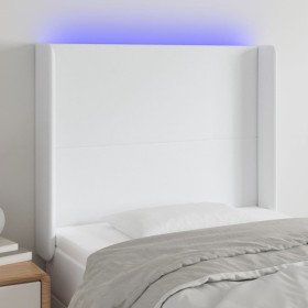 Cabecero con LED cuero sintético blanco 93x16x118/128 cm