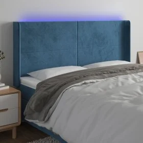 LED-Kopfteil aus dunkelblauem Samt, 183 x 16 x 118/128 cm von vidaXL, Kopf- und Fußteile - Ref: Foro24-3123832, Preis: 124,70...