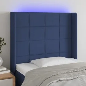 Blue fabric headboard with LED 93x16x118/128 cm by vidaXL, Headboards and footboards - Ref: Foro24-3124036, Price: 76,88 €, D...