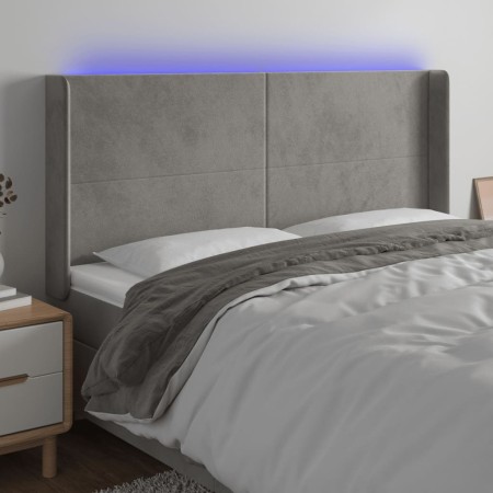 Hellgraues Samtkopfteil mit LED 163x16x118/128 cm von vidaXL, Kopf- und Fußteile - Ref: Foro24-3123822, Preis: 120,89 €, Raba...