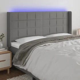 Dark gray fabric headboard with LED 203x16x118/128 cm by vidaXL, Headboards and footboards - Ref: Foro24-3124071, Price: 132,...