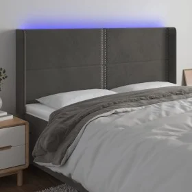 Dunkelgraues Samtkopfteil mit LED 203x16x118/128 cm von vidaXL, Kopf- und Fußteile - Ref: Foro24-3123975, Preis: 112,23 €, Ra...