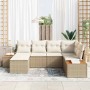Conjunto de sofá de jardín con cojín 6 pcs Beige Poliratán