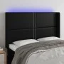 Cabecero con LED cuero sintético negro 147x16x118/128 cm de vidaXL, Cabeceros y pies de cama - Ref: Foro24-3123998, Precio: 1...