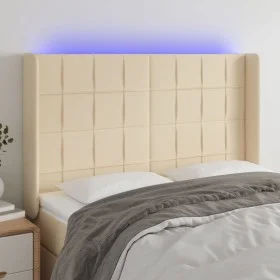 Kopfteil aus cremefarbenem Stoff mit LED 147x16x118/128 cm von vidaXL, Kopf- und Fußteile - Ref: Foro24-3124051, Preis: 112,2...