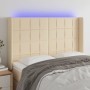 Kopfteil aus cremefarbenem Stoff mit LED 147x16x118/128 cm von vidaXL, Kopf- und Fußteile - Ref: Foro24-3124051, Preis: 115,9...