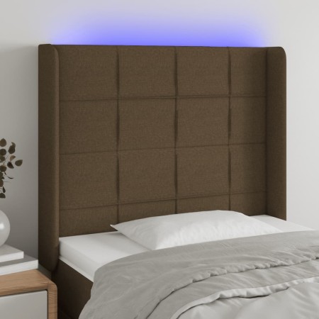 Headboard with LED in dark brown fabric 93x16x118/128 cm by vidaXL, Headboards and footboards - Ref: Foro24-3124033, Price: 7...