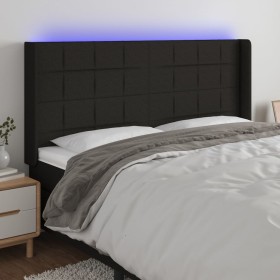 Black fabric headboard with LED 183x16x118/128 cm by vidaXL, Headboards and footboards - Ref: Foro24-3124064, Price: 128,70 €...