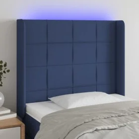 Blue fabric headboard with LED 103x16x118/128 cm by vidaXL, Headboards and footboards - Ref: Foro24-3124044, Price: 78,80 €, ...