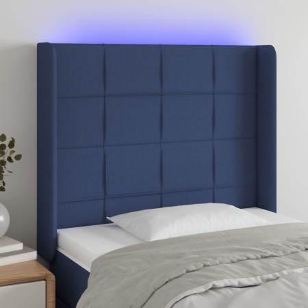 Kopfteil aus blauem Stoff mit LED 103x16x118/128 cm von vidaXL, Kopf- und Fußteile - Ref: Foro24-3124044, Preis: 77,85 €, Rab...