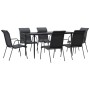 Juego de comedor para jardín 7 piezas acero y textilene negro