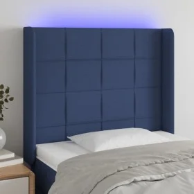 Blue fabric headboard with LED 83x16x118/128 cm by vidaXL, Headboards and footboards - Ref: Foro24-3124028, Price: 78,82 €, D...
