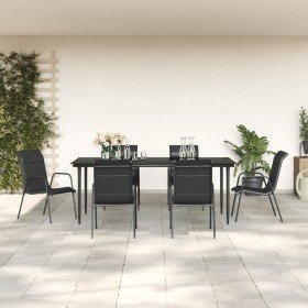 Juego de comedor para jardín 7 piezas acero y textilene negro en Conjuntos de jardín | Comprar online en Foro24