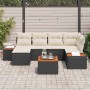 Conjunto de sofá de jardín con cojín 7 pcs Negro Poliratán