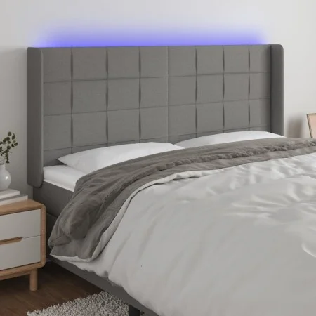 Dark gray fabric headboard with LED 183x16x118/128 cm by vidaXL, Headboards and footboards - Ref: Foro24-3124063, Price: 119,...