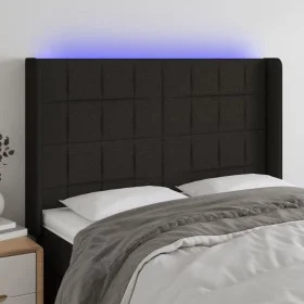 Black fabric headboard with LED 147x16x118/128 cm by vidaXL, Headboards and footboards - Ref: Foro24-3124048, Price: 138,24 €...