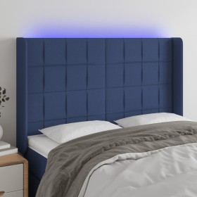 LED-Kopfteil aus blauem Stoff, 147 x 16 x 118/128 cm von vidaXL, Kopf- und Fußteile - Ref: Foro24-3124052, Preis: 115,28 €, R...