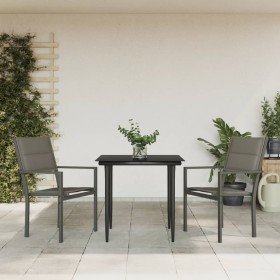 Juego de comedor para jardín 3 piezas acero y textilene negro en Conjuntos de jardín | Comprar online en Foro24