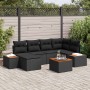 Conjunto de sofá de jardín con cojín 7 pcs Negro Poliratán