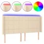Cream fabric headboard with LED 203x16x118/128 cm by vidaXL, Headboards and footboards - Ref: Foro24-3124075, Price: 124,62 €...