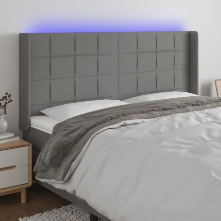 Dark gray fabric headboard with LED 163x16x118/128 cm by vidaXL, Headboards and footboards - Ref: Foro24-3124055, Price: 126,...
