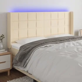 Cream fabric headboard with LED 183x16x118/128 cm by vidaXL, Headboards and footboards - Ref: Foro24-3124067, Price: 136,52 €...