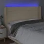 Cream fabric headboard with LED 183x16x118/128 cm by vidaXL, Headboards and footboards - Ref: Foro24-3124067, Price: 136,52 €...