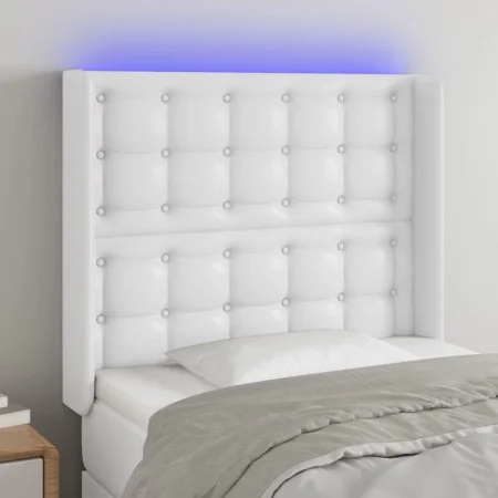 Kopfteil mit LED, weißem Kunstleder, 93 x 16 x 118/128 cm von vidaXL, Kopf- und Fußteile - Ref: Foro24-3124127, Preis: 81,24 ...