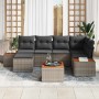 Conjunto de sofá de jardín con cojín 7 pcs Gris Poliratán