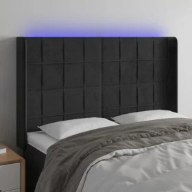Black velvet headboard with LED 147x16x118/128 cm by vidaXL, Headboards and footboards - Ref: Foro24-3124098, Price: 147,00 €...
