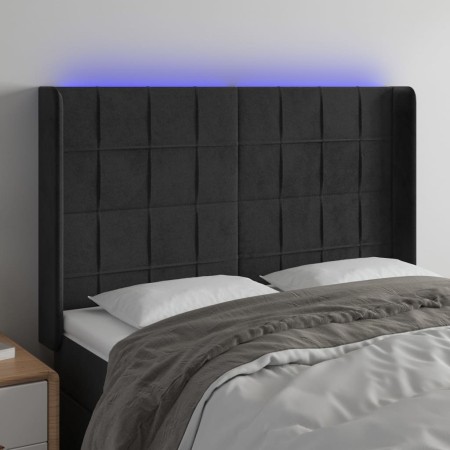 Kopfteil aus schwarzem Samt mit LED 147x16x118/128 cm von vidaXL, Kopf- und Fußteile - Ref: Foro24-3124098, Preis: 109,90 €, ...