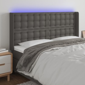 Kopfteil mit LED-grauem Kunstleder 147x16x118/128cm von vidaXL, Kopf- und Fußteile - Ref: Foro24-3124142, Preis: 119,89 €, Ra...