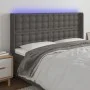 Cabecero con LED cuero sintético gris 147x16x118/128cm de vidaXL, Cabeceros y pies de cama - Ref: Foro24-3124142, Precio: 110...