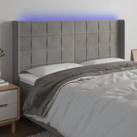 Light gray velvet headboard with LED 203x16x118/128 cm by vidaXL, Headboards and footboards - Ref: Foro24-3124114, Price: 116...