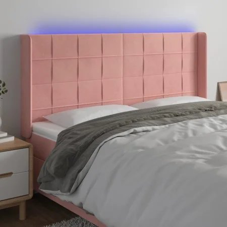 Pink velvet headboard with LED 183x16x118/128 cm by vidaXL, Headboards and footboards - Ref: Foro24-3124113, Price: 126,00 €,...