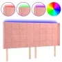 Pink velvet headboard with LED 183x16x118/128 cm by vidaXL, Headboards and footboards - Ref: Foro24-3124113, Price: 126,00 €,...