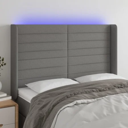 Dunkelgraues Stoffkopfteil mit LED 147x16x118/128 cm von vidaXL, Kopf- und Fußteile - Ref: Foro24-3124187, Preis: 114,35 €, R...
