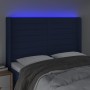 Cabecero con LED de tela azul 147x16x118/128 cm