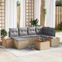 Conjunto de sofá de jardín con cojín 7 pcs Beige Poliratán