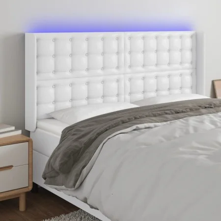 Kopfteil mit LED, weißem Kunstleder, 203 x 16 x 118/128 cm von vidaXL, Kopf- und Fußteile - Ref: Foro24-3124157, Preis: 138,2...
