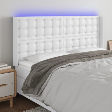 Kopfteil mit LED, weißem Kunstleder, 203 x 16 x 118/128 cm von vidaXL, Kopf- und Fußteile - Ref: Foro24-3124157, Preis: 140,3...
