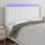 Kopfteil mit LED, weißem Kunstleder, 203 x 16 x 118/128 cm von vidaXL, Kopf- und Fußteile - Ref: Foro24-3124157, Preis: 138,2...