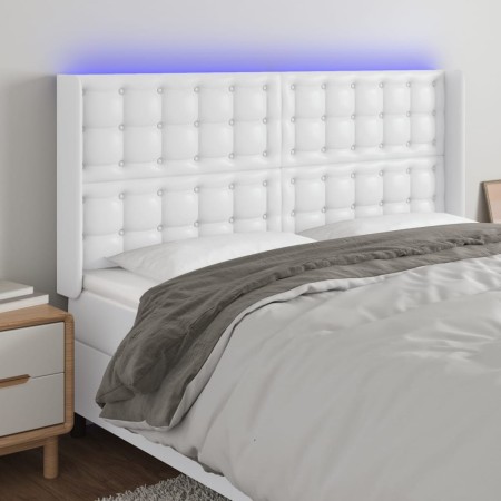 Kopfteil mit LED, weißem Kunstleder, 183 x 16 x 118/128 cm von vidaXL, Kopf- und Fußteile - Ref: Foro24-3124151, Preis: 131,2...