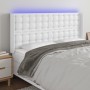 Cabecero con LED cuero sintético blanco 183x16x118/128 cm