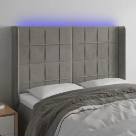 Light gray velvet headboard with LED 147x16x118/128 cm by vidaXL, Headboards and footboards - Ref: Foro24-3124096, Price: 127...