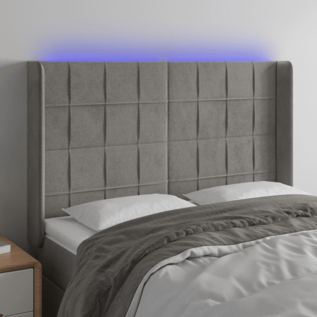 Hellgraues Samtkopfteil mit LED 147x16x118/128 cm von vidaXL, Kopf- und Fußteile - Ref: Foro24-3124096, Preis: 121,71 €, Raba...