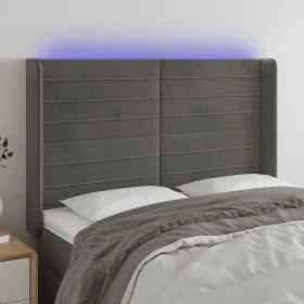 Dark gray velvet headboard with LED 147x16x118/128 cm by vidaXL, Headboards and footboards - Ref: Foro24-3124237, Price: 114,...