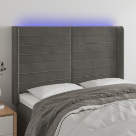 Dunkelgraues Samtkopfteil mit LED 147x16x118/128 cm von vidaXL, Kopf- und Fußteile - Ref: Foro24-3124237, Preis: 116,41 €, Ra...
